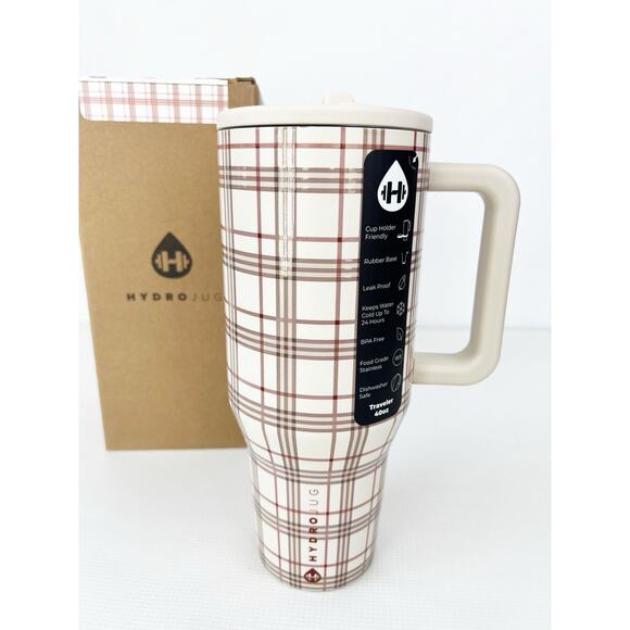 Authentic Hydrojug Fall Collection Blair Plaid 40oz Traveler Tumbler Fast Ship! - Picture 1 of 10